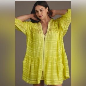 Anthropologie women’s dress sz L Long-Sleeve Zip-Front Mini boho NWT oversized